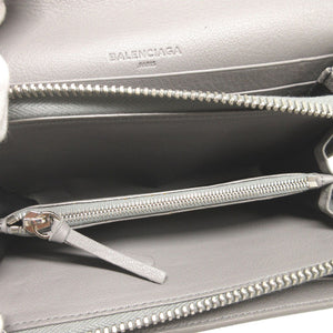 新品同様 バレンシアガ 371661 レザー グレー 2つ折り長財布 財布 1202【中古】BALENCIAGA