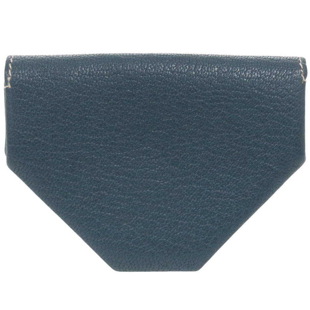 美品 エルメス ル ヴァンキャトル シェーブル シルバー金具 □H刻印(2004年製) コインケース 青 1208【中古】HERMES