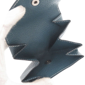美品 エルメス ル ヴァンキャトル シェーブル シルバー金具 □H刻印(2004年製) コインケース 青 1208【中古】HERMES