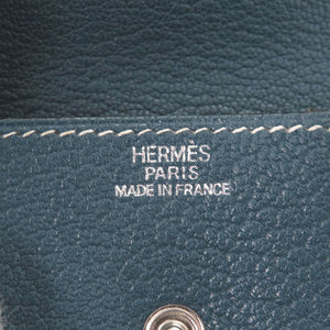 美品 エルメス ル ヴァンキャトル シェーブル シルバー金具 □H刻印(2004年製) コインケース 青 1208【中古】HERMES