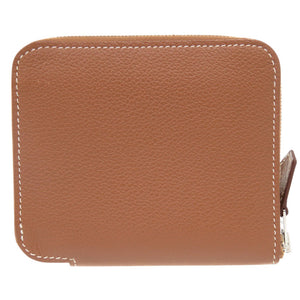 新品同様 エルメス アザップ シルクイン コンパクト エバーカラー ゴールド シルバー金具 B刻印(2023年製) コインケース 財布 茶 1224【中古】HERMES