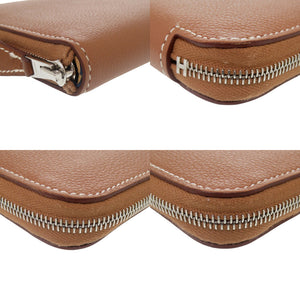 新品同様 エルメス アザップ シルクイン コンパクト エバーカラー ゴールド シルバー金具 B刻印(2023年製) コインケース 財布 茶 1224【中古】HERMES