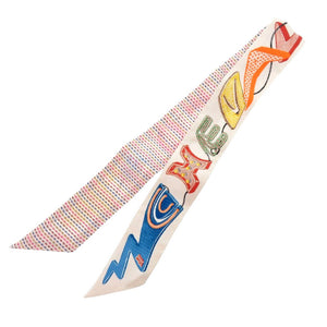新品同様 エルメス ツイリー Chevaloscope Neon シュヴァロスコープ ネオン 853954S 01 シルク ホワイト マルチカラー スカーフ 1233【中古】HERMES