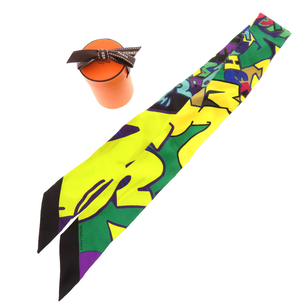 未使用 エルメス ツイリー グラフィティ シルク イエロー グリーン スカーフ 1234 【中古】 HERMES