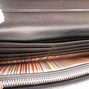 新品同様 ポールスミス レザー ブラック 黒 2つ折り長財布 財布 1266【中古】Poul Smith