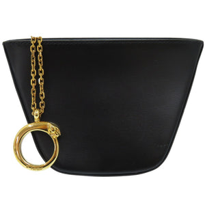 美品 カルティエ パンテール パンサー カーフレザー ブラック ポーチ 黒 1270【中古】CARTIER
