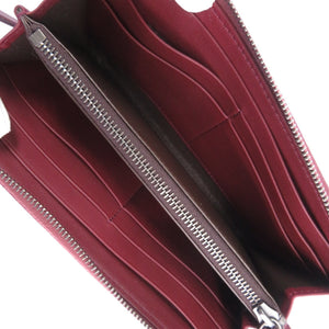 未使用品 ボッテガヴェネタ イントレチャート レザー バーガンディ L字ファスナー 長財布 赤 1304【中古】BOTTEGAVENETA