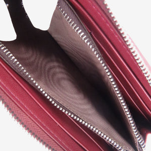 未使用品 ボッテガヴェネタ イントレチャート レザー バーガンディ L字ファスナー 長財布 赤 1304【中古】BOTTEGAVENETA