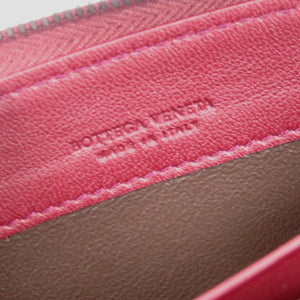 未使用品 ボッテガヴェネタ イントレチャート レザー バーガンディ L字ファスナー 長財布 赤 1304【中古】BOTTEGAVENETA