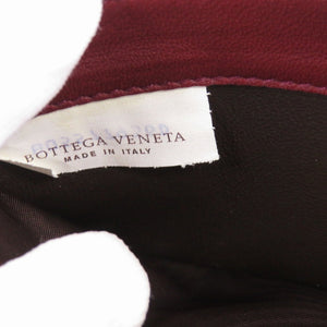 未使用品 ボッテガヴェネタ イントレチャート レザー バーガンディ L字ファスナー 長財布 赤 1304【中古】BOTTEGAVENETA