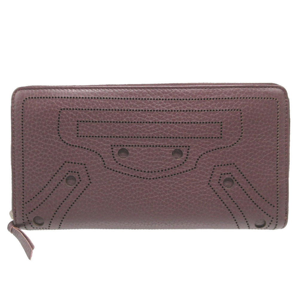 新品同様 バレンシアガ ブラックアウト 443521 レザー ブラウン 茶 ラウンドファスナー長財布 財布 1308【中古】BALENCIAGA