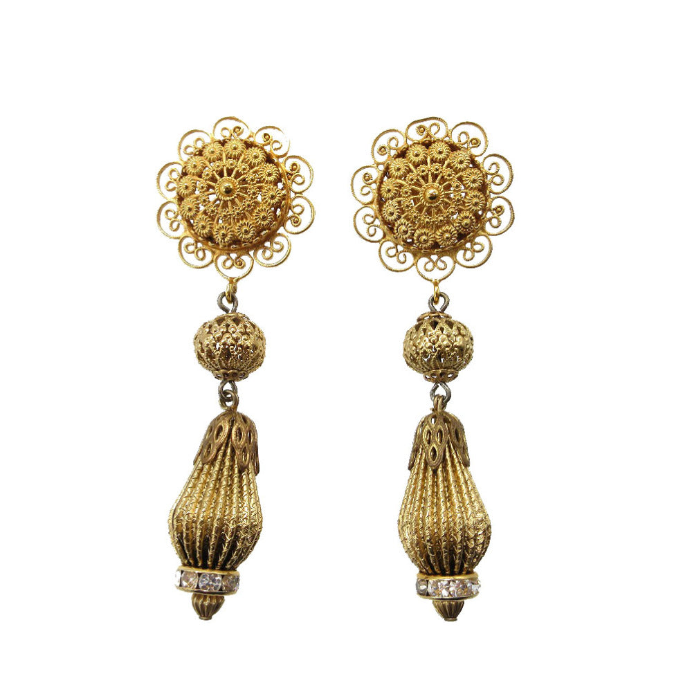 美品 ドルチェアンドガッバーナ タッセルモチーフ イヤリング メタル/ストーン ゴールド 1321【中古】DOLCE&GABBANA