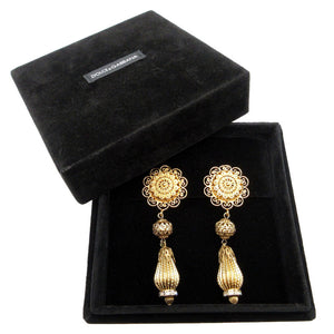 美品 ドルチェアンドガッバーナ タッセルモチーフ イヤリング メタル/ストーン ゴールド 1321【中古】DOLCE&GABBANA