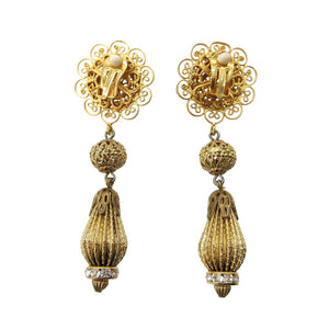 美品 ドルチェアンドガッバーナ タッセルモチーフ イヤリング メタル/ストーン ゴールド 1321【中古】DOLCE&GABBANA