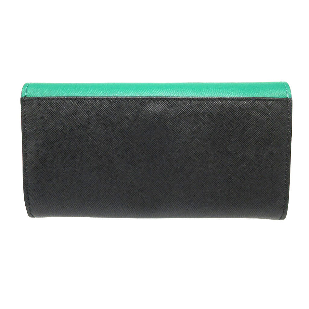 新品同様 マルニ トランク レザー グリーン 緑 ブラック 黒 2つ折り長財布 財布 1323【中古】MARNI