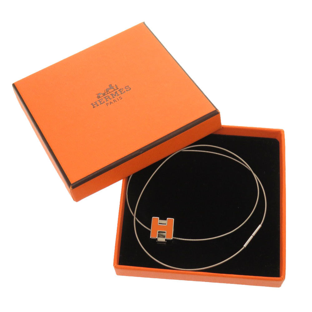美品 エルメス カージュドアッシュ シルバー オレンジ Hキューブ ネックレス 1327 【中古】 HERMES