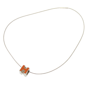 美品 エルメス カージュドアッシュ シルバー オレンジ Hキューブ ネックレス 1327 【中古】 HERMES