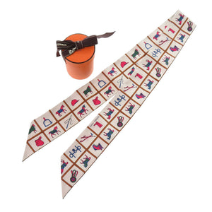 美品 エルメス ツイリー Couvertures et Tenues 馬着 シルク クリーム スカーフ 白 1410【中古】HERMES
