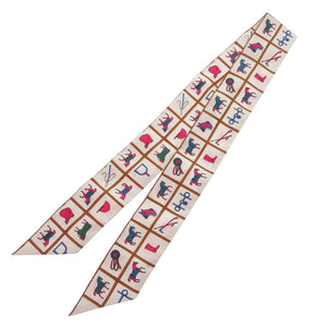 美品 エルメス ツイリー Couvertures et Tenues 馬着 シルク クリーム スカーフ 白 1410【中古】HERMES