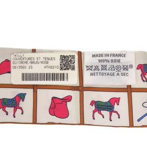 美品 エルメス ツイリー Couvertures et Tenues 馬着 シルク クリーム スカーフ 白 1410【中古】HERMES