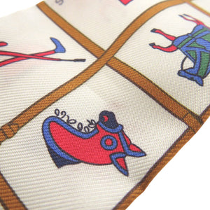 美品 エルメス ツイリー Couvertures et Tenues 馬着 シルク クリーム スカーフ 白 1410【中古】HERMES