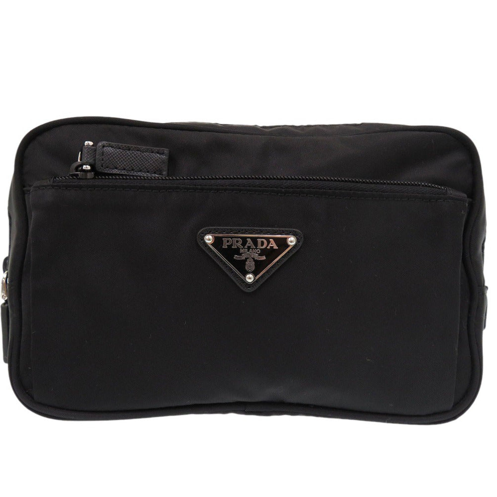 美品 プラダ エコナイロン Re-Nylon ベルトバッグ ボディバッグ ウエストポーチ 2VL977WOO ナイロン ブラック 1427【中古】PRADA