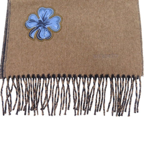 新品同様 エルメス ラッキー クローバー カシミヤ マフラー ブラウン/ネイビー 1447【中古】HERMES カシミア 男女兼用