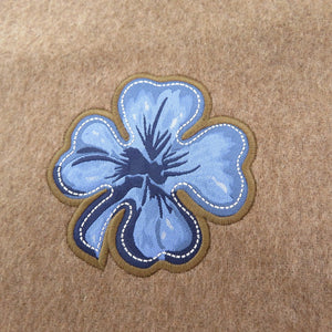 新品同様 エルメス ラッキー クローバー カシミヤ マフラー ブラウン/ネイビー 1447【中古】HERMES カシミア 男女兼用