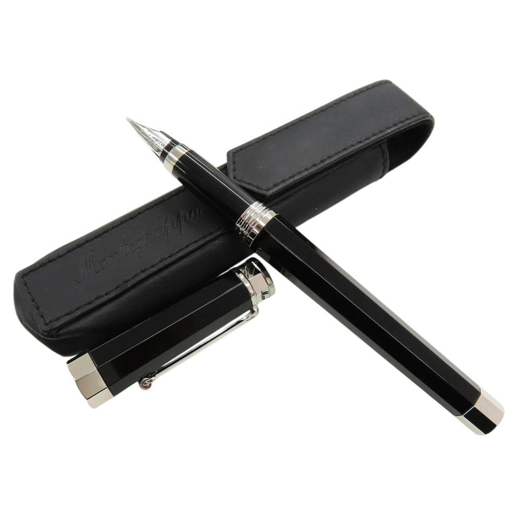 美品 モンテグラッパ 18K ネロウーノ 万年筆 シルバー ブラック 1468【中古】Montegrappa