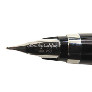 美品 モンテグラッパ 18K ネロウーノ 万年筆 シルバー ブラック 1468【中古】Montegrappa