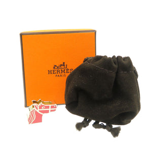 新品同様 エルメス カドリージュ ツイリーリング 馬 メタル ゴールド ピンク スカーフリング 1481【中古】HERMES