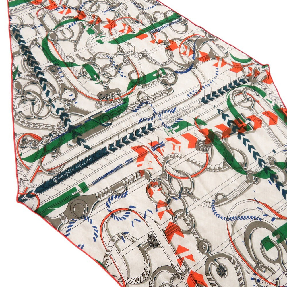 美品 エルメス ロサンジュGM 乗馬の装具一式 カシミヤ シルク マルチカラー 1482【中古】HERMES