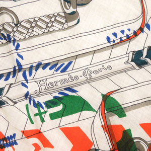美品 エルメス ロサンジュGM 乗馬の装具一式 カシミヤ シルク マルチカラー 1482【中古】HERMES