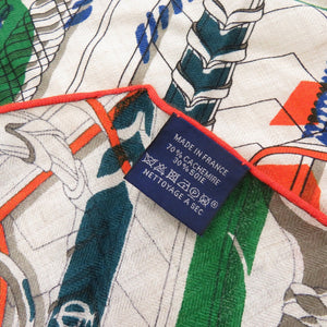 美品 エルメス ロサンジュGM 乗馬の装具一式 カシミヤ シルク マルチカラー 1482【中古】HERMES