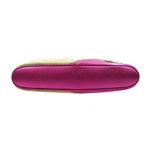 美品 グッチ インターロッキング 182489 GGキャンバス レザー ベージュ ピンク ショルダーバッグ 1492【中古】GUCCI