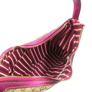 美品 グッチ インターロッキング 182489 GGキャンバス レザー ベージュ ピンク ショルダーバッグ 1492【中古】GUCCI