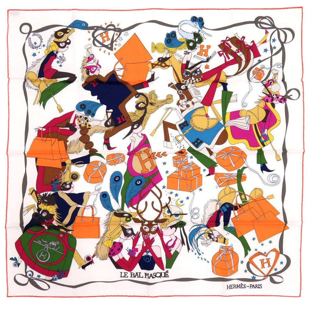 新品同様 エルメス カレ70 LE BAL MASQUE 仮面舞踏会 スカーフ シルク マルチカラー 1513【中古】HERMES