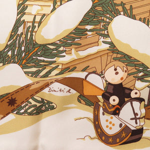 新品同様 エルメス カレ45 ガヴロッシュ フォーブル 24番地のクリスマス シルク ジョーヌ スカーフ 1514【中古】HERMES