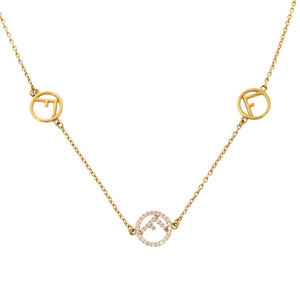 美品 フェンディ エフイズ フェンディ ストーン メタル ゴールド ネックレス アクセサリー 1515 【中古】 FENDI