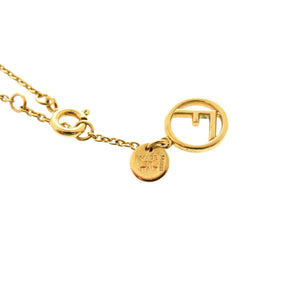 美品 フェンディ エフイズ フェンディ ストーン メタル ゴールド ネックレス アクセサリー 1515 【中古】 FENDI