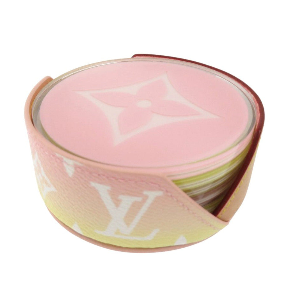 新品同様 ルイ ヴィトン コースター 6枚セット モノグラム GI0617 レザー/プレキシガラス ピンク LV 1537【中古】LOUIS VUITTON