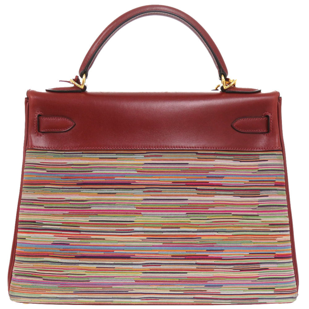 美品 エルメス ケリー32 内縫い ヴィブラート ボックスカーフ ルージュアッシュ ゴールド金具 □F刻印 ハンドバッグ 赤 1537 【中古】 HERMES