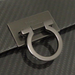 美品 サルヴァトーレフェラガモ ガンチーニ DO-21 9746 カーボン ブラック ハンドバッグ 黒 1537【中古】Salvatore Ferragamo