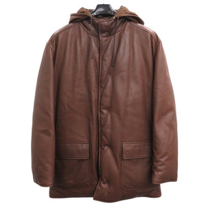 美品 エルメス リバーシブル ダウンジャケット サイズ52 ブラウン レザー ナイロン ダウン 茶 メンズ 1537-6 【中古】 HERMES
