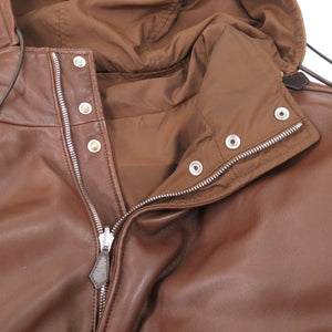 美品 エルメス リバーシブル ダウンジャケット サイズ52 ブラウン レザー ナイロン ダウン 茶 メンズ 1537-6 【中古】 HERMES