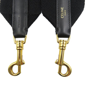新品同様 セリーヌ キャンバス レザー ゴールド金具 ブラック ショルダーストラップ 1563【中古】CELINE