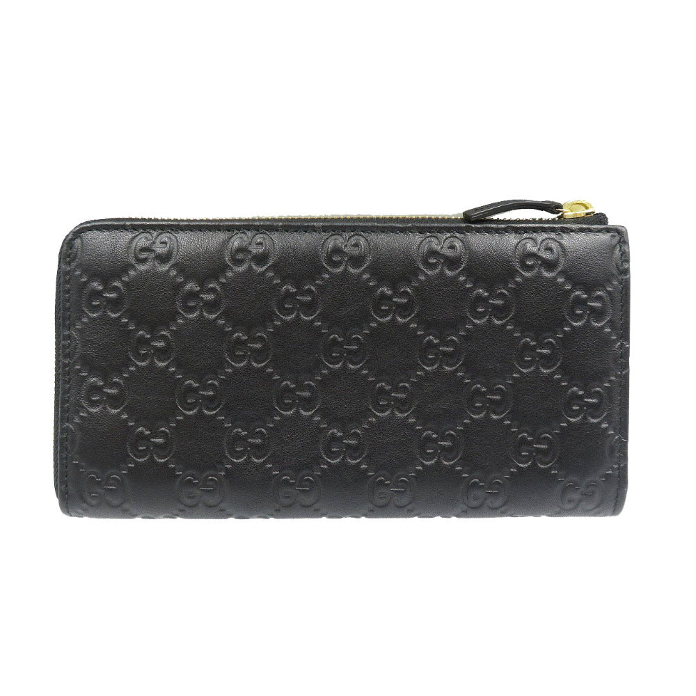 新品同様 グッチ 332747 グチシマ レザー ゴールド金具 ブラック L字ファスナー 長財布 1580【中古】GUCCI