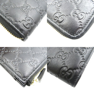 新品同様 グッチ 332747 グチシマ レザー ゴールド金具 ブラック L字ファスナー 長財布 1580【中古】GUCCI