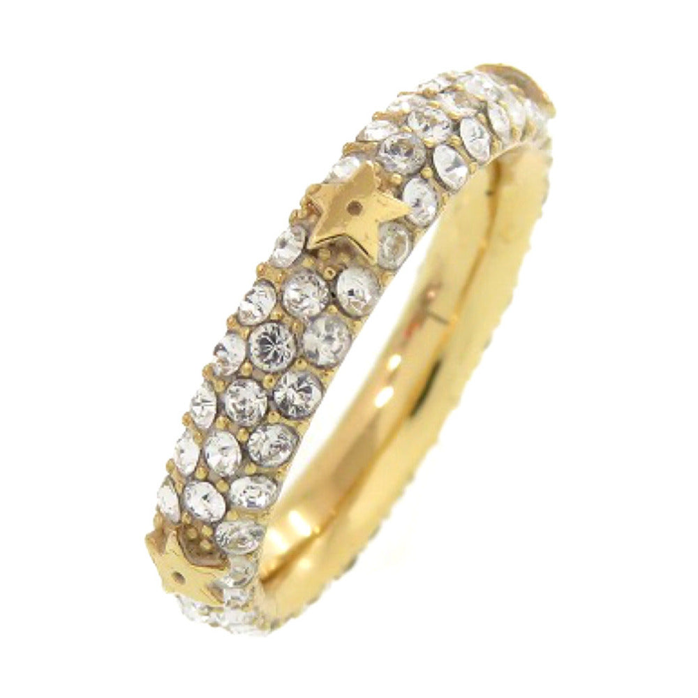 美品 クリスチャンディオール スターモチーフ メタル ストーン 14号 ゴールド リング 指輪 1588【中古】Christian Dior