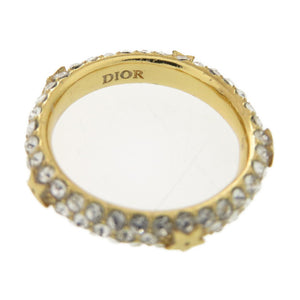 美品 クリスチャンディオール スターモチーフ メタル ストーン 14号 ゴールド リング 指輪 1588【中古】Christian Dior